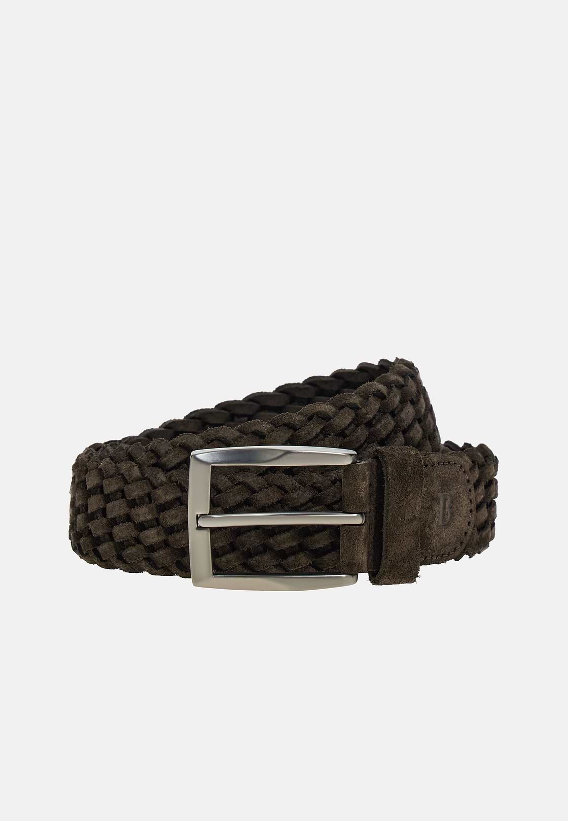 Woven Suede Belt, Dark brown, hi-res
