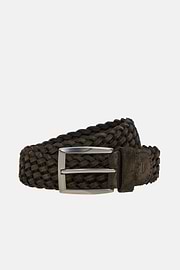 Woven Suede Belt, Dark brown, hi-res