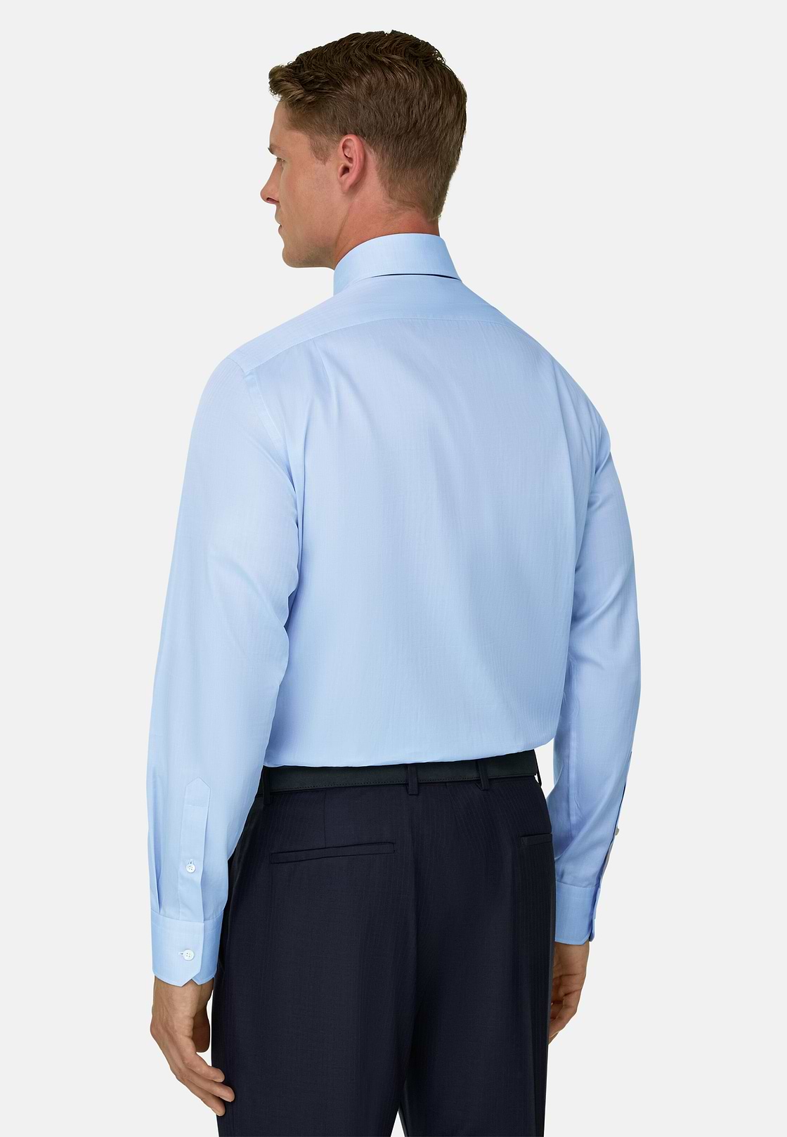 Herringbone Cotton Muslin Shirt Regular Fit, Light Blue, hi-res, 6