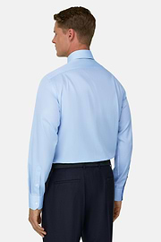 Herringbone Cotton Muslin Shirt Regular Fit, Light Blue, thumb, 6