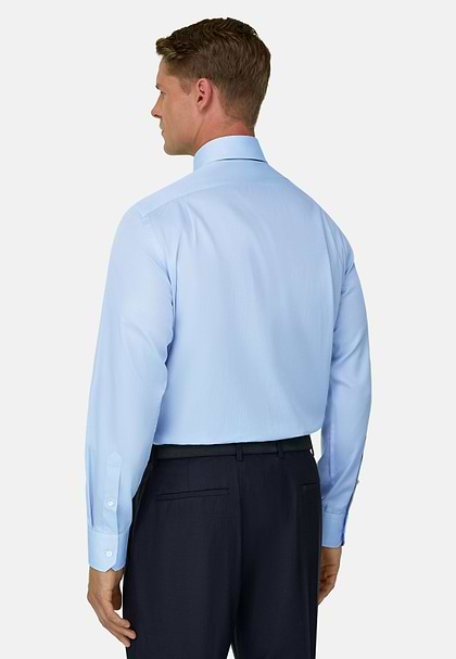 Herringbone Cotton Muslin Shirt Regular Fit, Light Blue, hi-res