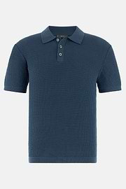 Knitted Polo Shirt in 100% Organic Cotton, Blue, thumb, 5