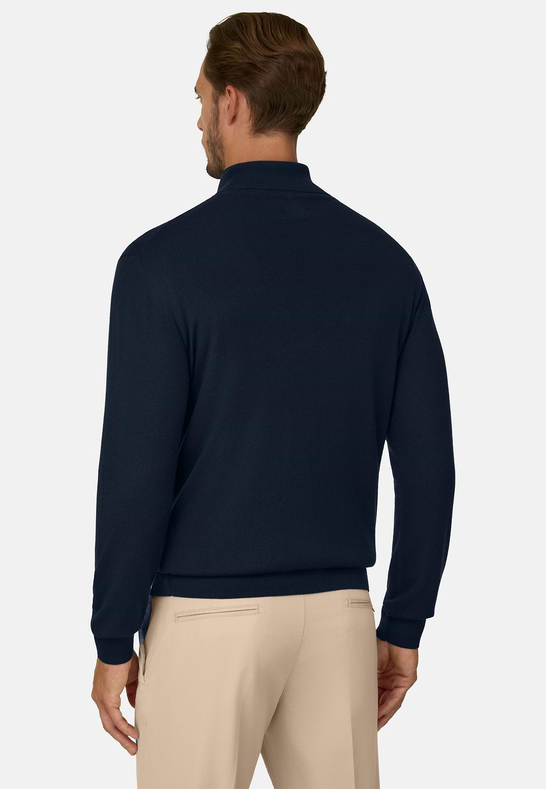 Merino Wool Full-Zip Jumper, Navy blue, hi-res, 4