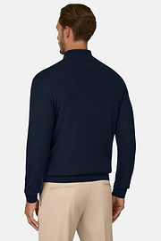 Merino Wool Full-Zip Jumper, Navy blue, thumb, 4