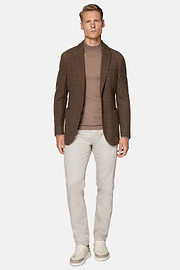 Military Brown Textured Wool Jersey Jacket, Brown, hi-res