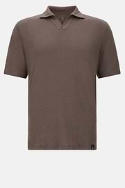 Stretch Linen Jersey Polo Shirt, Taupe, hi-res