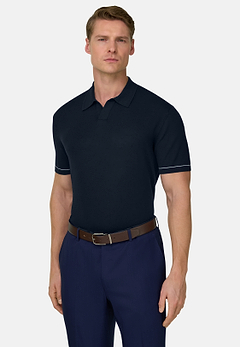 Strick-Poloshirt Aus Baumwollkrepp