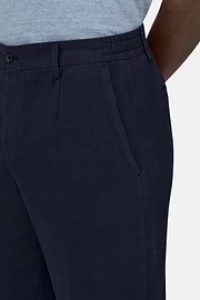 Pantaloni In Cotone Lino, Navy, thumb, 4