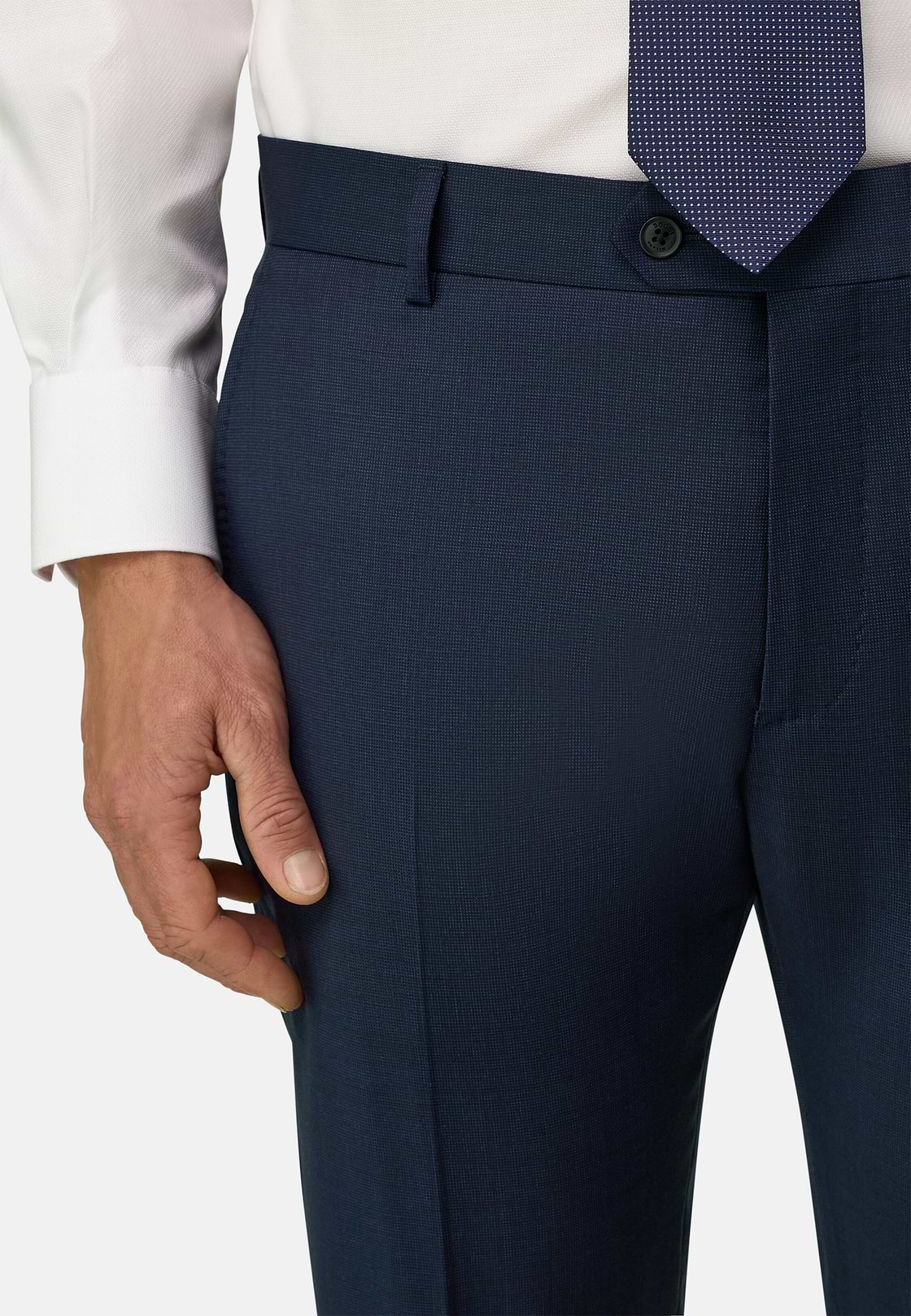 Suit Micro Patterned Stretch Wool, Navy blue, hi-res, 3
