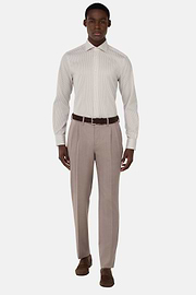 Striped Cotton Shirt Slim Fit, Taupe, hi-res