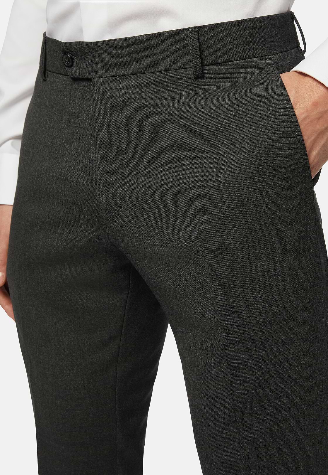 Trousers in Pure Wool Travel, Grey, hi-res