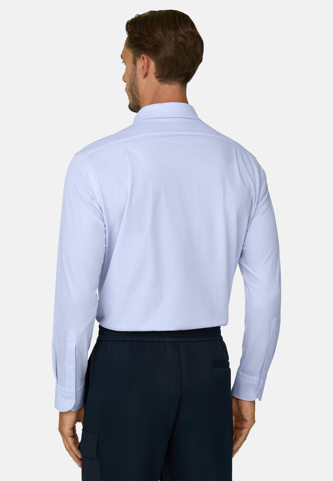 Polohemd Kariert aus Japanischem Jersey Regular Fit, Hellblau, hi-res, 6
