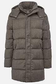 Parka In Flanella Imbottito In Piuma D`Oca, Taupe, hi-res