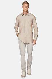 Regular Fit Cotton Shirt, Beige, hi-res