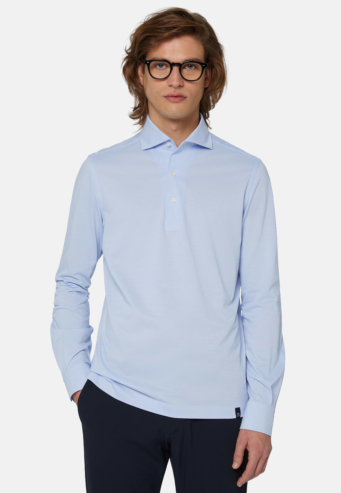 Polo Aus Japanischem Jersey, Hellblau, hi-res