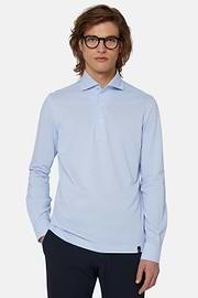 Polo Aus Japanischem Jersey, Hellblau, hi-res