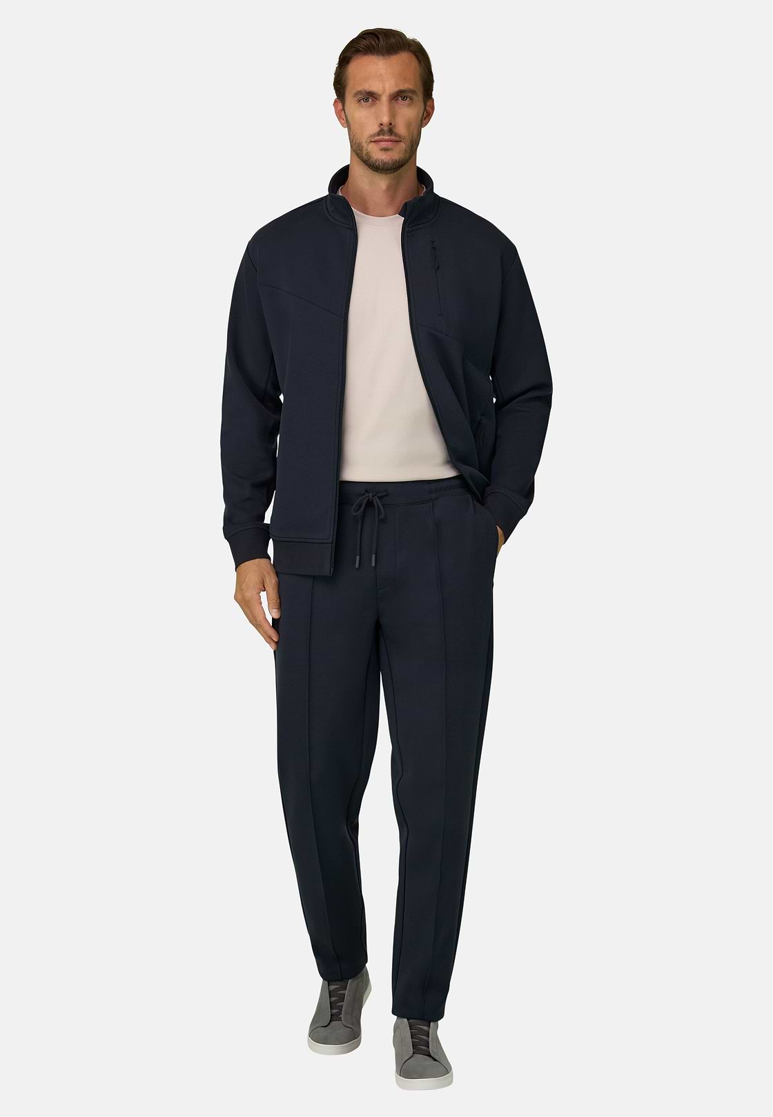 Trousers in Scuba, Navy blue, hi-res, 2
