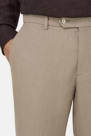 Pantalon En Lin, Taupe, thumb, 4