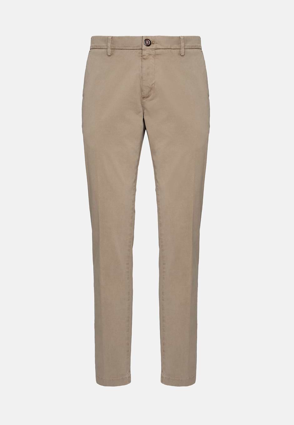Stretch Cotton Trousers, Taupe, hi-res
