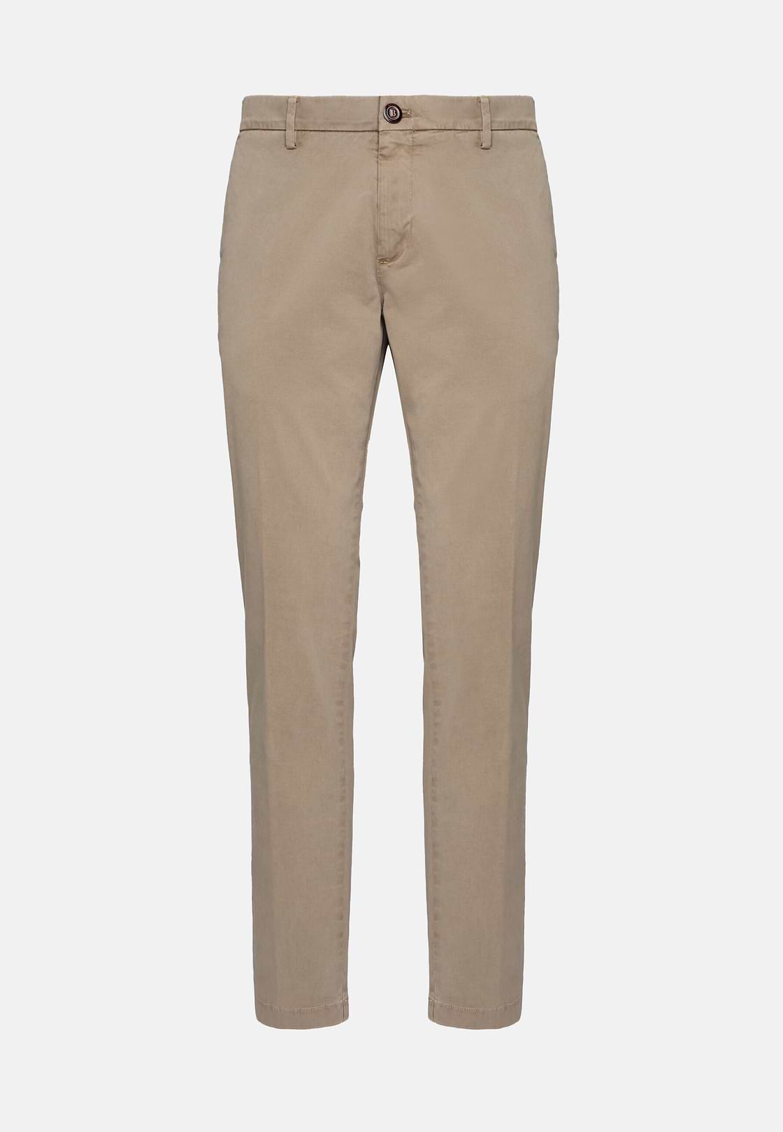 Pantaloni In Cotone Elasticizzato, Taupe, hi-res
