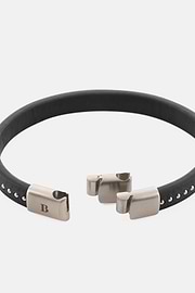 Leather Bracelet with Steel Studs, SLVR, thumb, 3