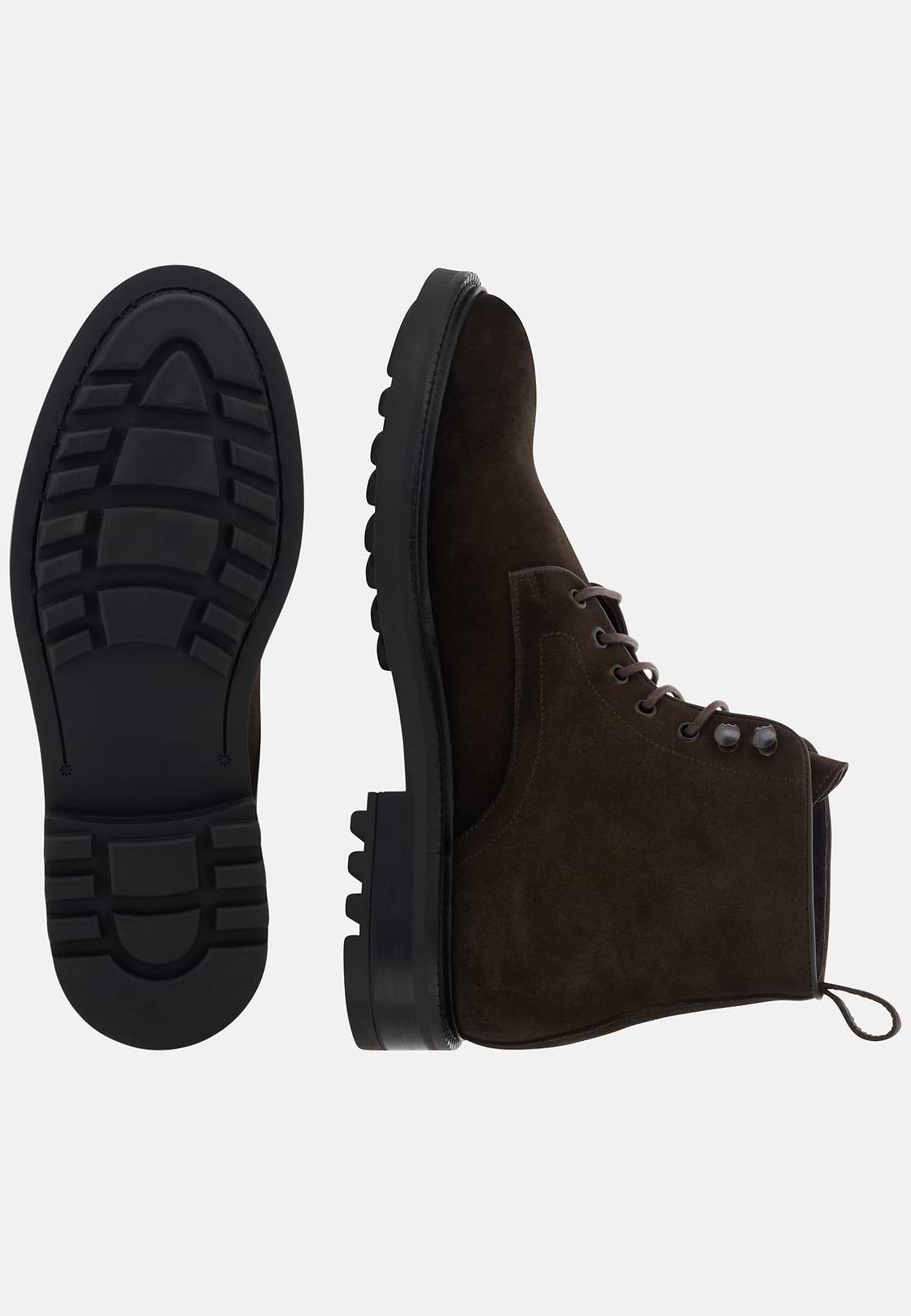Stiefeletten aus Veloursleder, Dunkelbraun, hi-res, 4