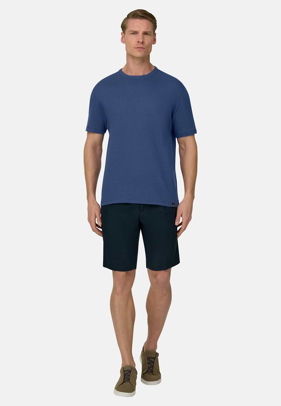 T Shirt Cotton Linen, Indigo, hi-res