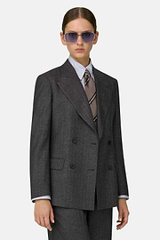 Blazer Double-Breasted in Wool, Grey, thumb, 1