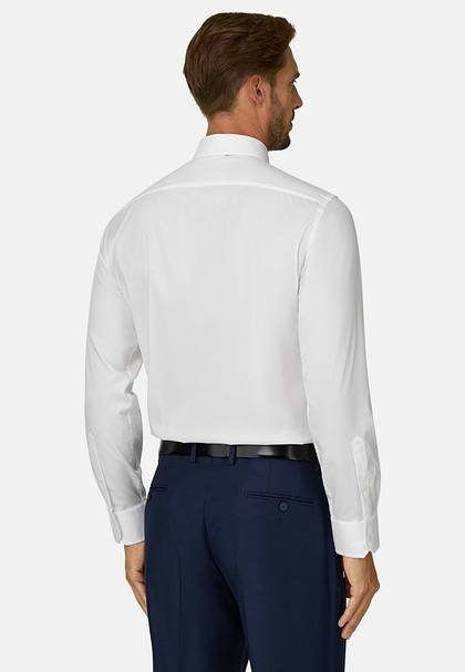 Chemise En Coton Pinpoint Slim Fit, Blanc, hi-res