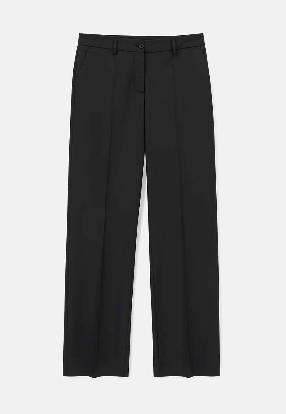 Technical Wool Trousers, Black, hi-res
