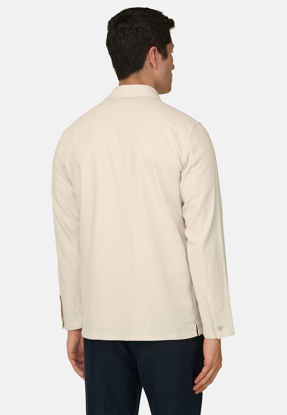 Giacca Camicia In Cotone Lino, Sabbia, hi-res, 3