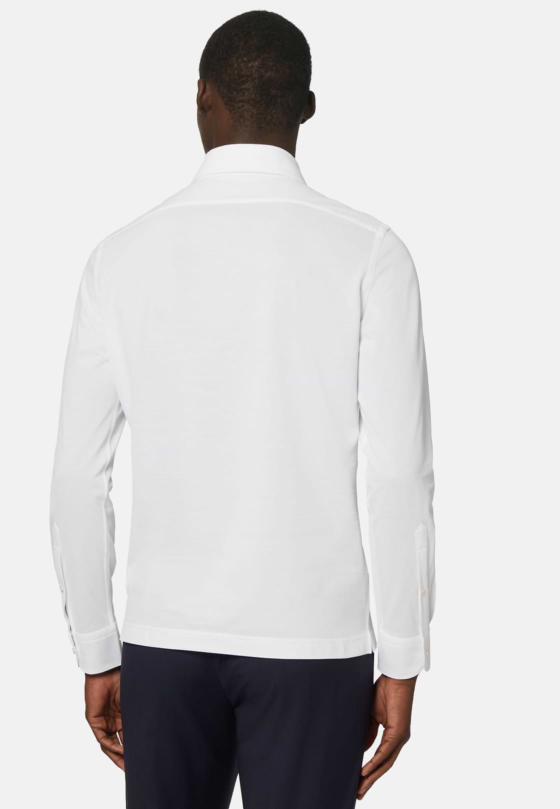 Polo Aus Japanischem Jersey, Weiß, hi-res