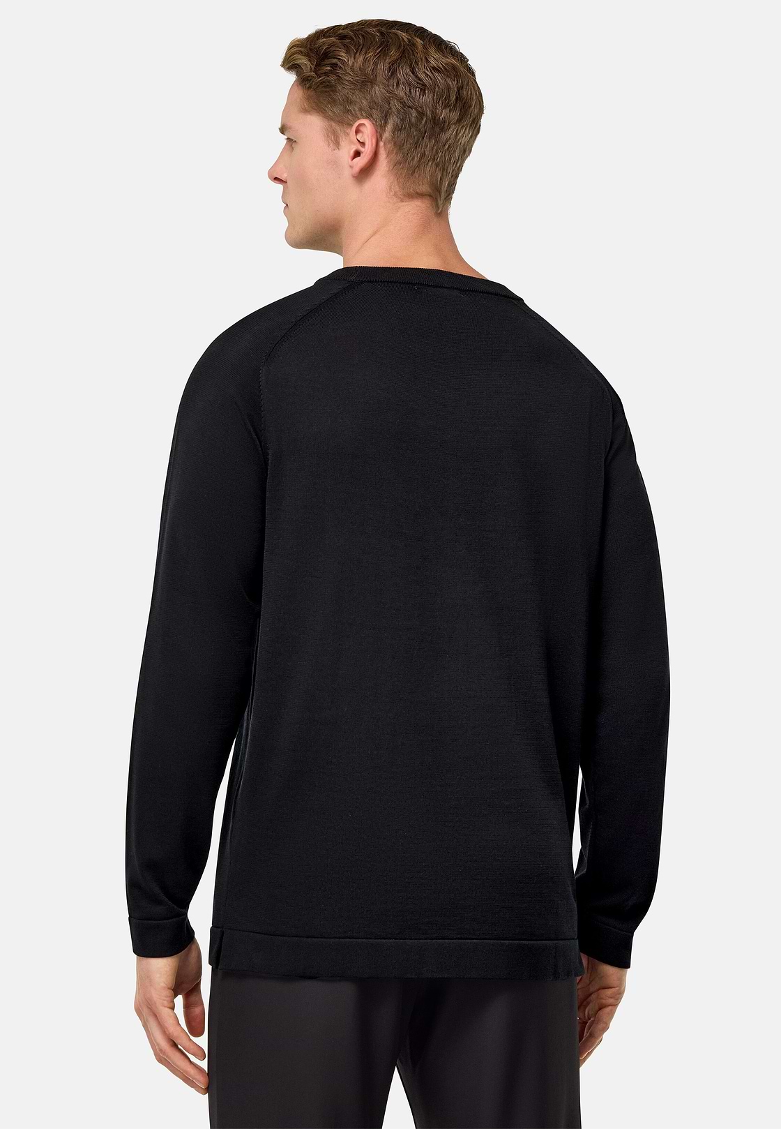 Strickpullover Aus Baumwolle Und Seide, Schwarz, hi-res