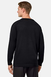 Strickpullover Aus Baumwolle Und Seide, Schwarz, hi-res