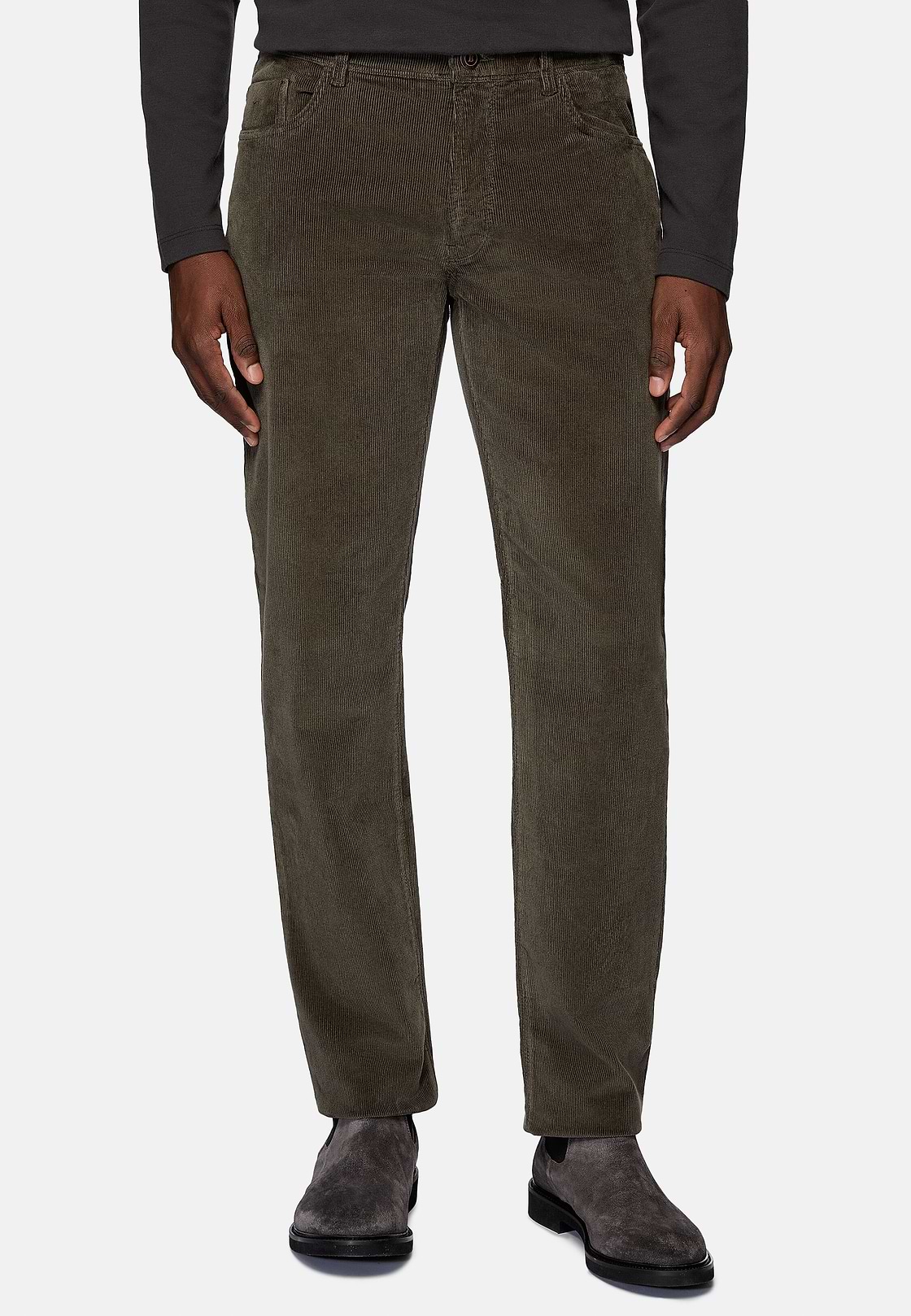 Jeans in Stretch Velvet, Charcoal, hi-res