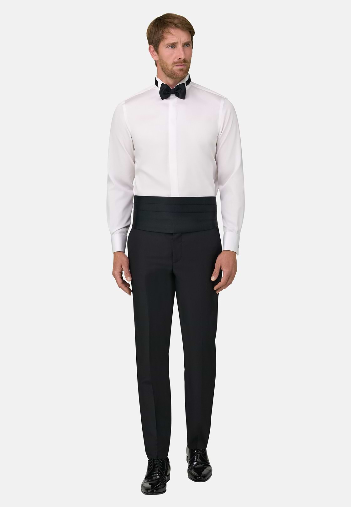 Camicia In Raso Di Cotone Slim Fit, Bianco, hi-res, 2