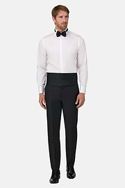 Camicia In Raso Di Cotone Slim Fit, Bianco, thumb, 2