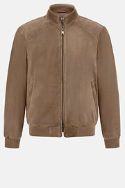 Bomber Aus Veloursleder, Taupe, hi-res