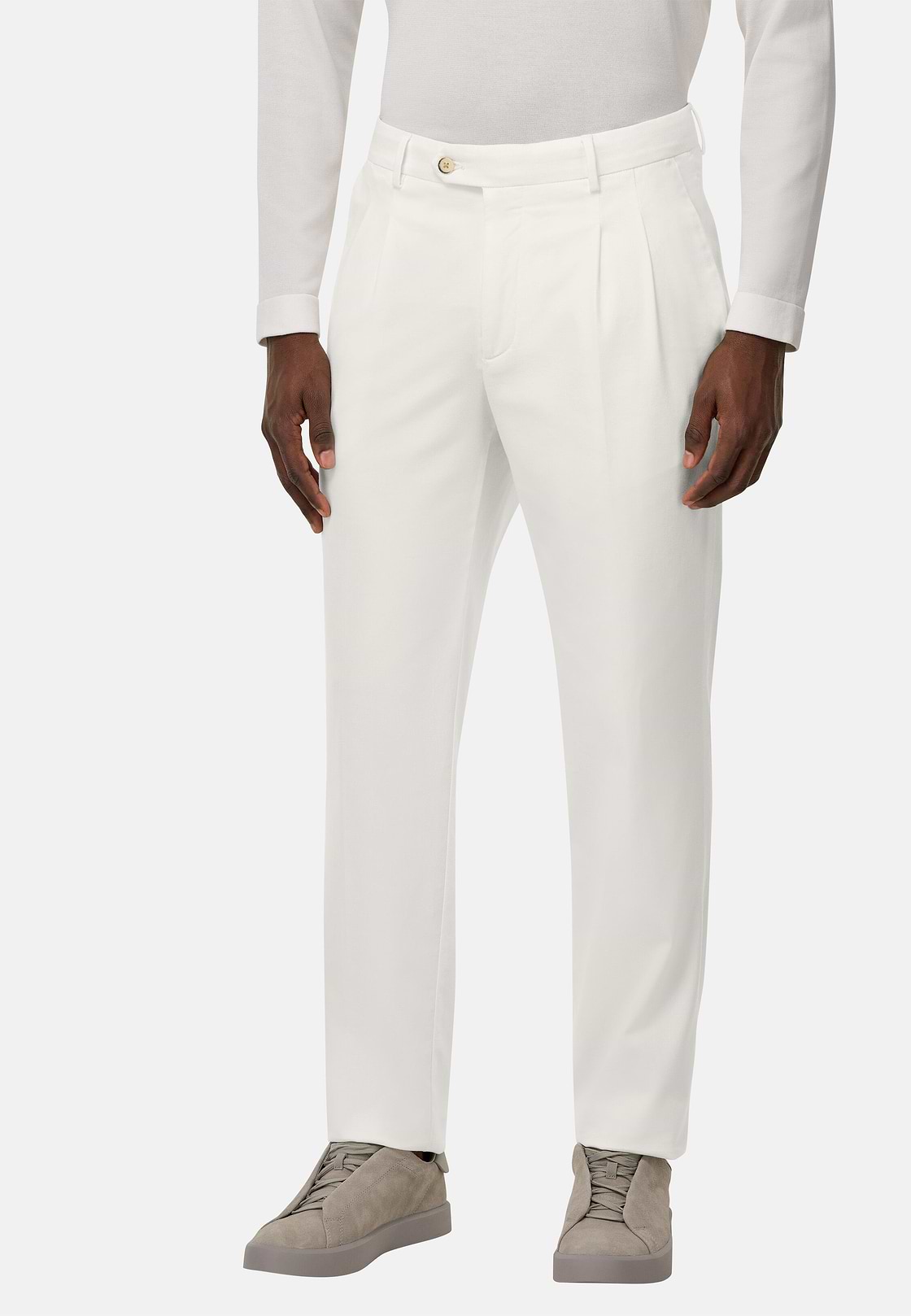 Stretch Cotton/Tencel Trousers, White, hi-res
