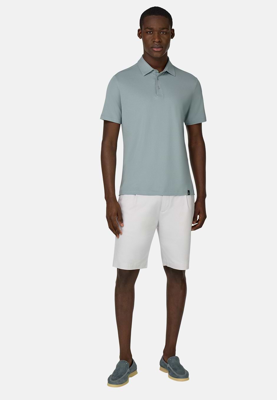 Polo Shirt In Stretch Supima Cotton, Light Green, hi-res