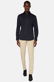 Chemise Polo En Jersey De Coton Coupe Regular, bleu marine, hi-res