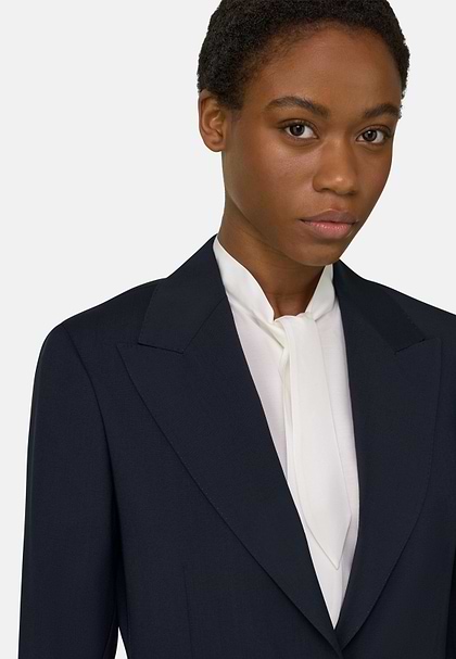 Pure Wool Jacket, Navy blue, hi-res