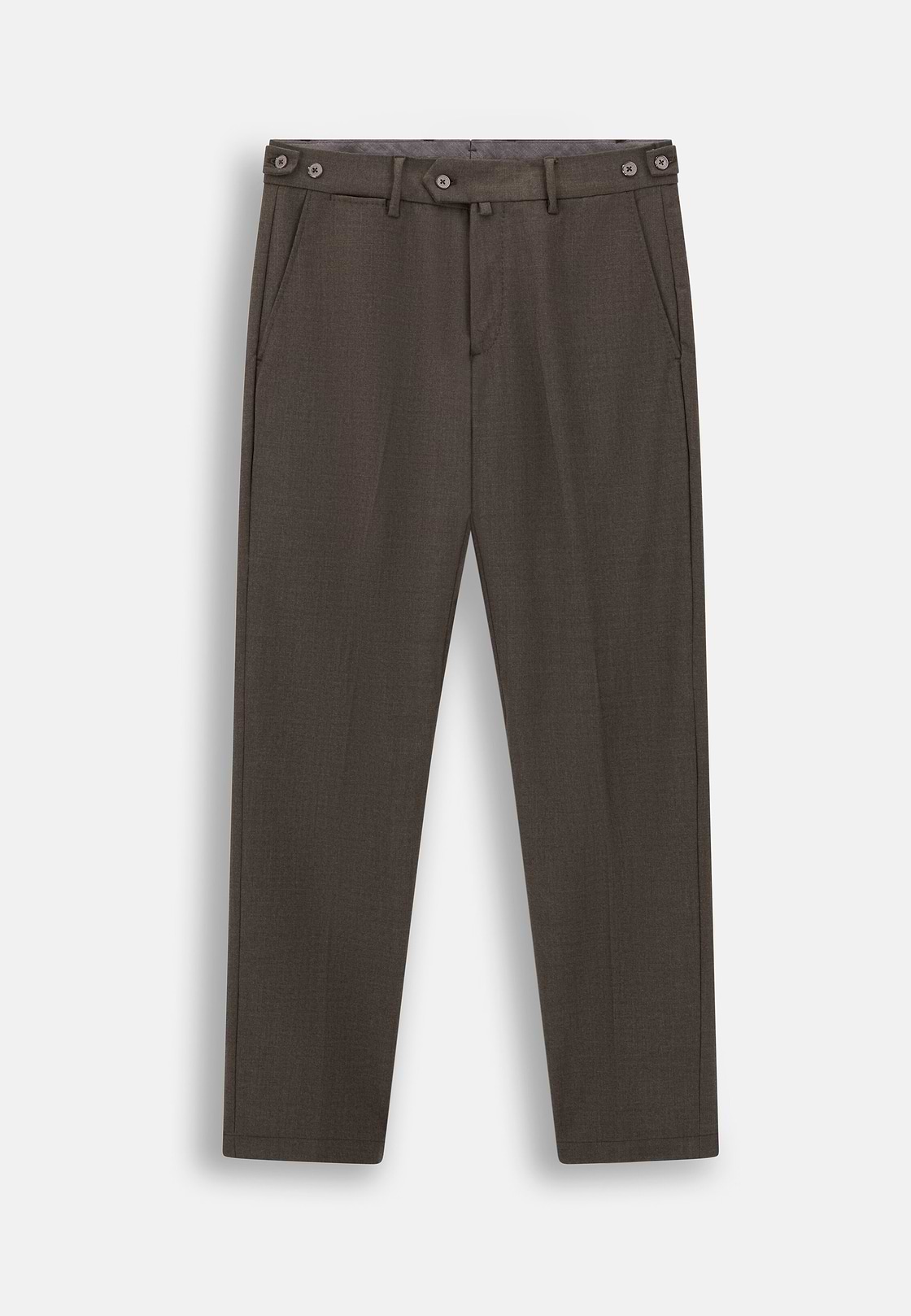 Trousers in Stretch Flannel, Brown, hi-res, 6