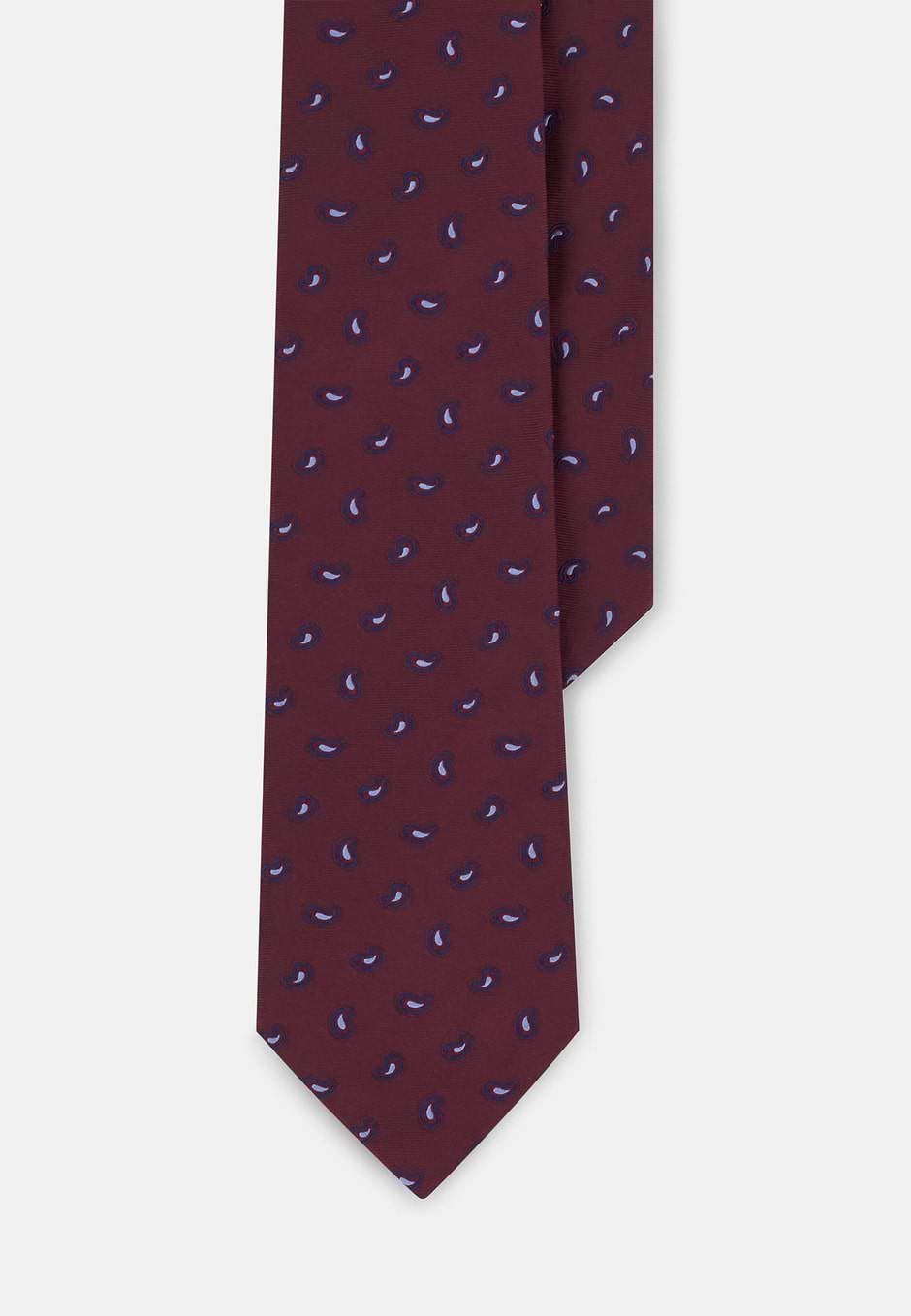 Tie Jacquard Micro Paisley Pattern Silk, Burgundy, hi-res