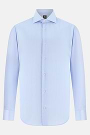 Camicia A Righe In Cotone Slim Fit, Azzurro, thumb, 6