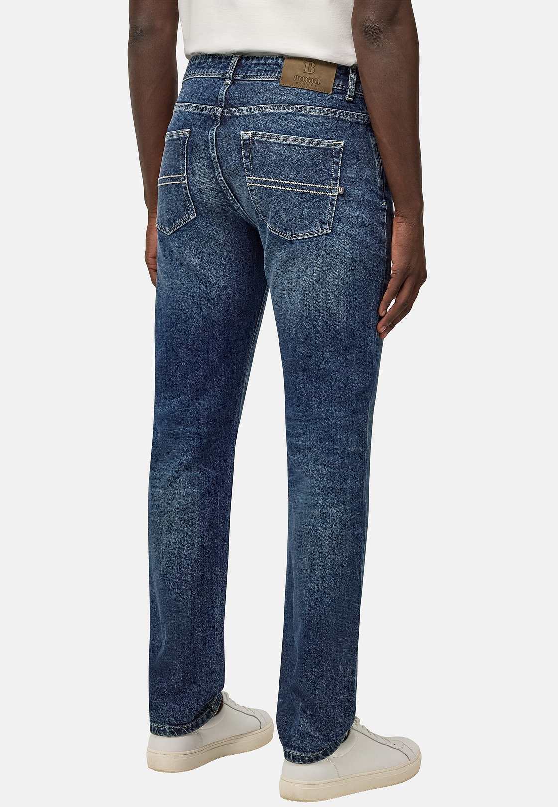 Dark Blue Stretch Denim Jeans, Dark Blue, hi-res