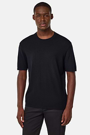 T-shirt Di Maglia In Lana Merino, Nero, hi-res