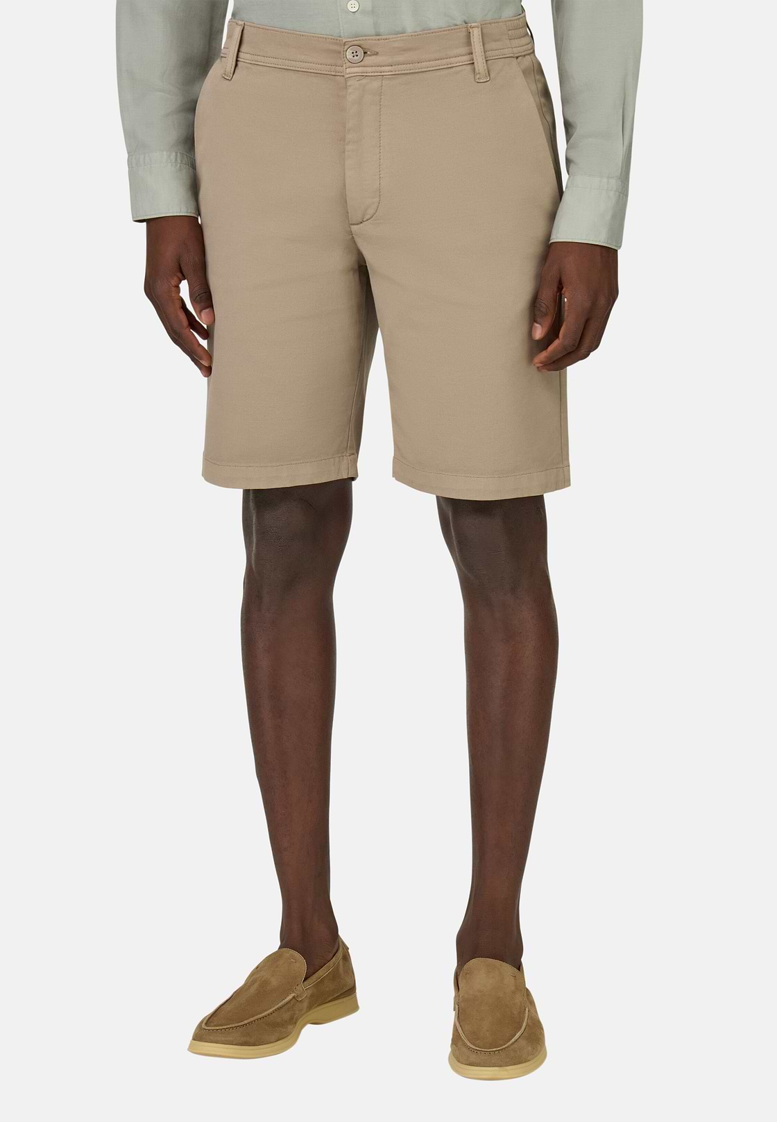 Bermuda En Coton Extensible, Taupe, hi-res