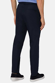 Stretch Cotton Pinces Pants, Navy blue, hi-res