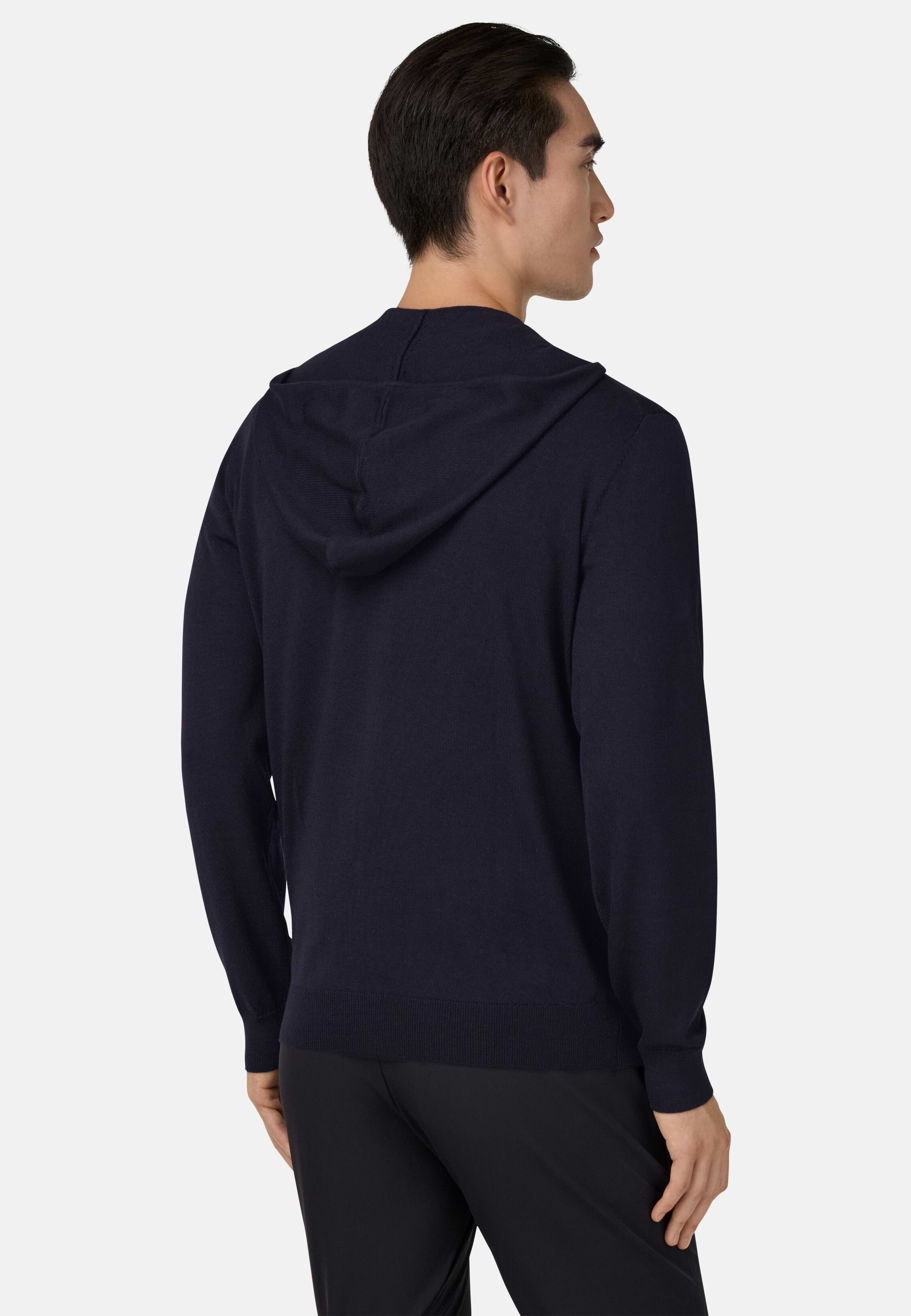 Pull Full Zip À Capuche En Laine Mérinos Homme | Boggi Milano
